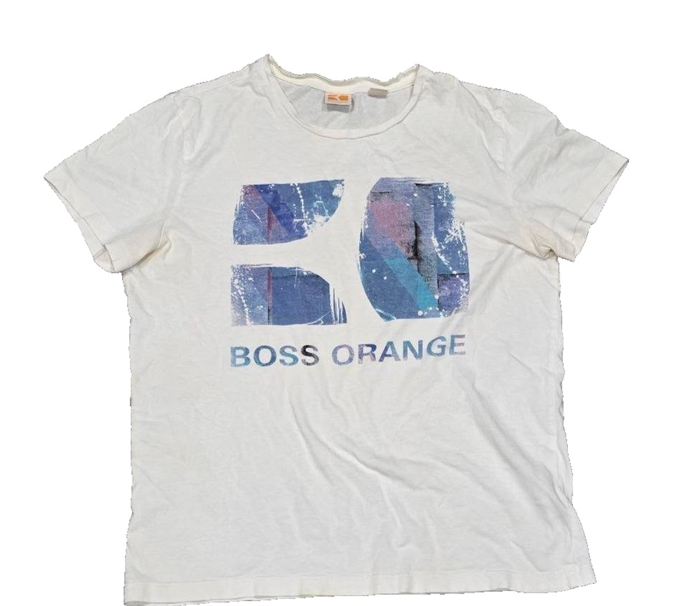 Boss Orange mens slim fit graffiti art t-shirt top White Medium A005469